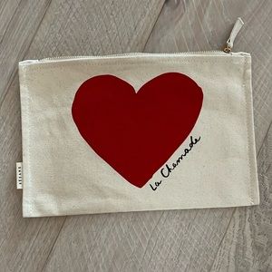 Sezane Big Heart cotton Clutch Bag.
